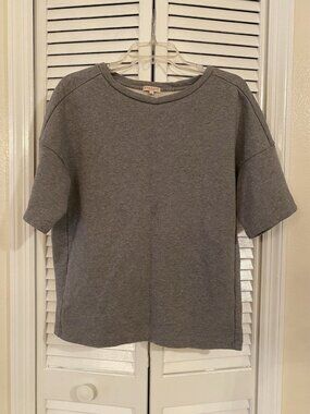Demylee Brooke Sweatshirt Womens Large Pullover Gray Short Sleeve Terry